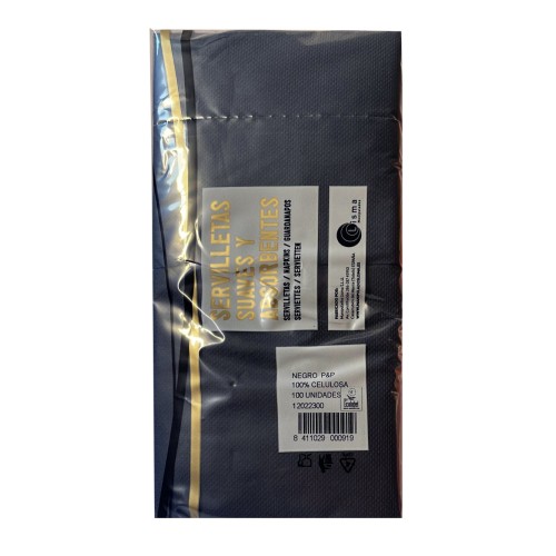 LISMA SERVILLETA NEGRA 20X20 PTA PTA 100 UNDS C/32 SERVILLETAS Y MANTELES